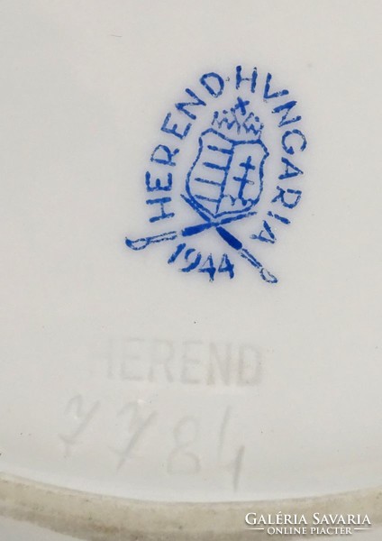 1G983 Zöld Apponyi mintás Herendi porcelán hamutál 1944