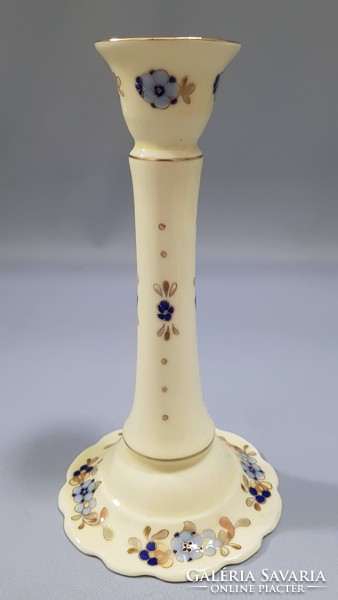 Zsolnay floral hand painted porcelain candle holder