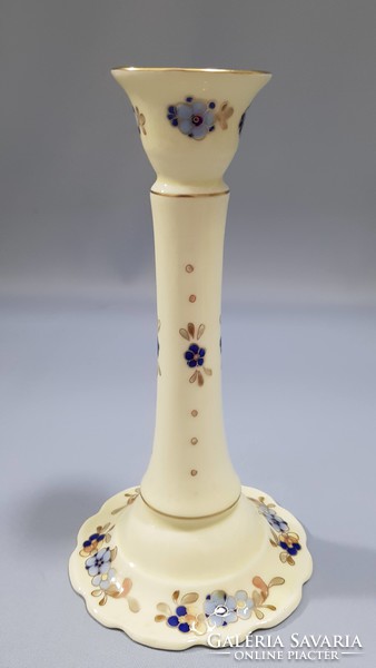 Zsolnay virágos kézzel festett porcelán gyertyatartó