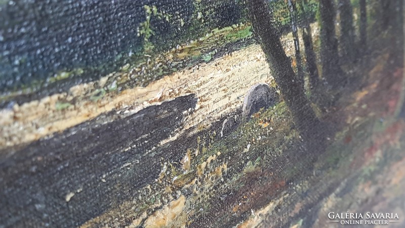 Leopold Gratz Reichenbacher: Erdei tavacska vadvirágokkal (olaj vászon, 47x35 cm)