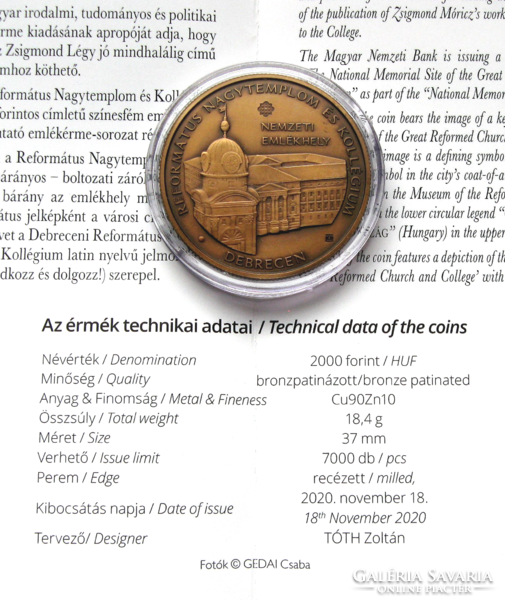 2020 - Debrecen Reformed Great Church - National Monument - 2000 ft. - capsule, with mnb description