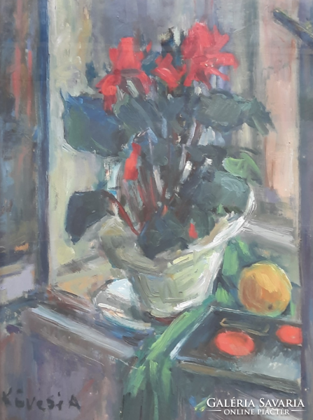 Albi Kövesi: bouquet of fruits with fruit (oil on canvas, marked, 56x45 cm) student of Aurel Bernáth