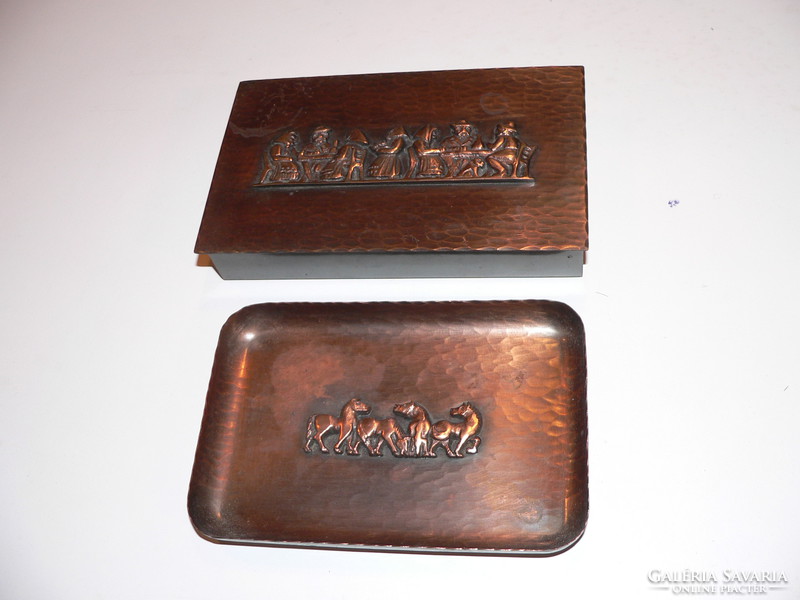 Works by craftsman István Szécsi: bronze ashtray and cigarette case for sale cheaply