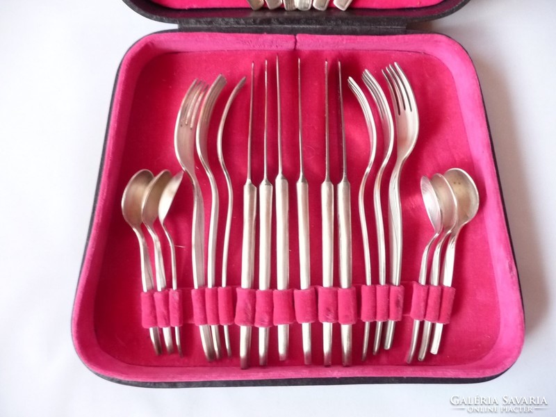 Old Russian silver-plated cutlery set in box (24 pcs)