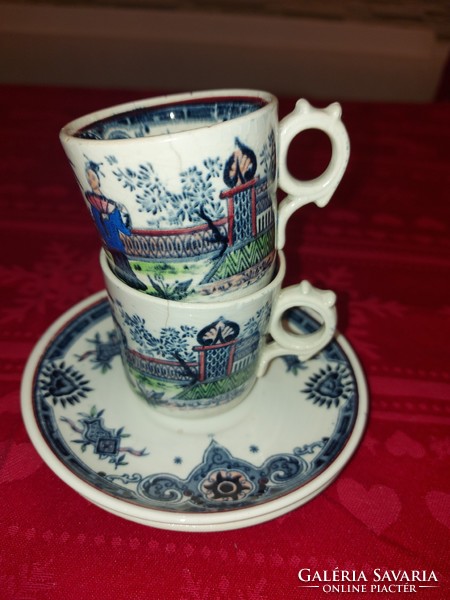 Antik Villeroy&Boch keleti mintás fajansz csészepár