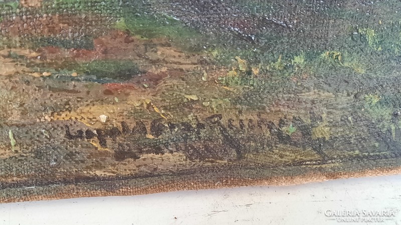 Leopold Gratz Reichenbacher: Erdei tavacska vadvirágokkal (olaj vászon, 47x35 cm)