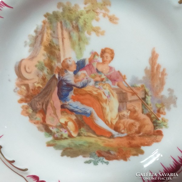 German germany imperial bavaria genre scene with bowl and plate. 28 Cm.