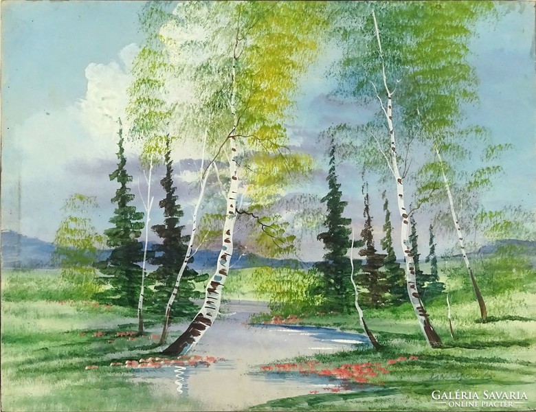 1H024 xx. Century Hungarian painter: birch trees