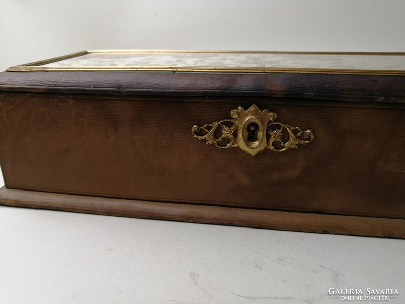 Glove box with embroidery