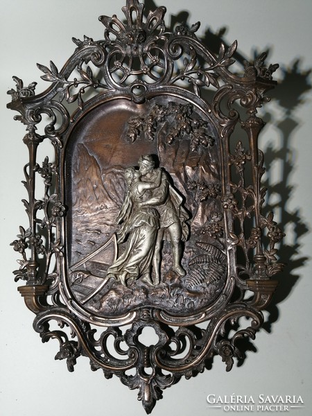 Antique bronze cast iron wall ornament