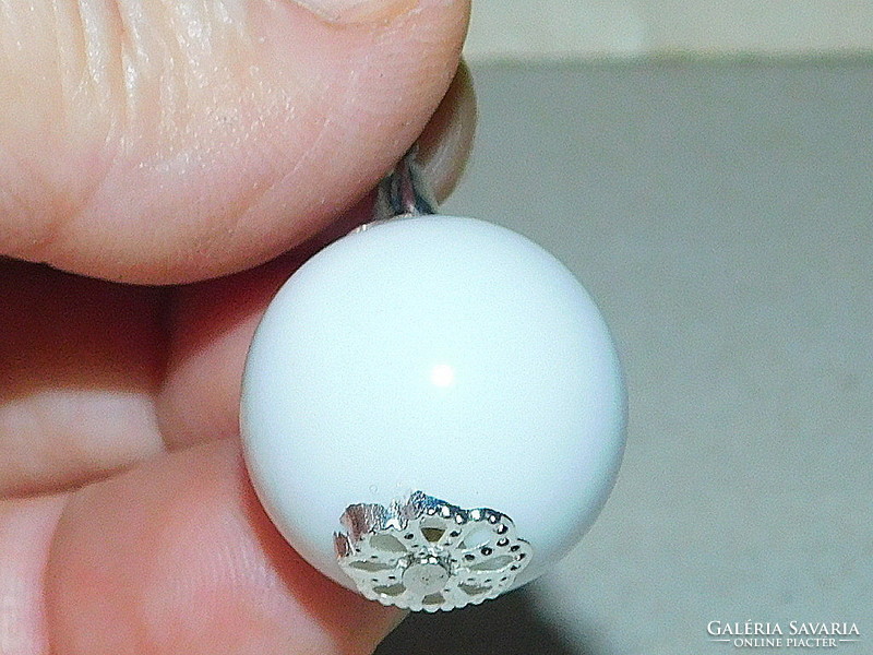 White porcelain pearl sphere earrings