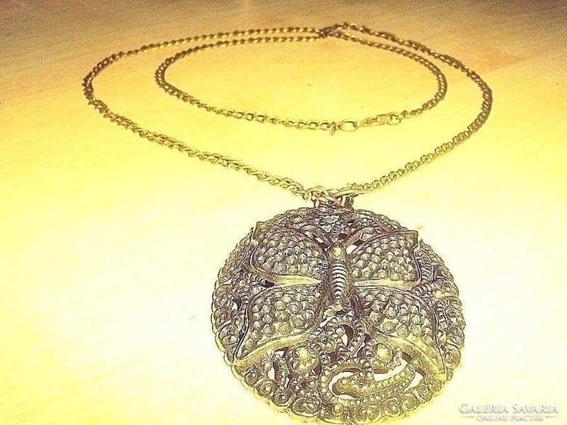 Butterfly amulet craftsman vintage necklace 70 cm!