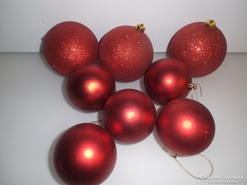 Christmas tree decoration - 8 pieces - large - 10 cm - 7.5 cm - plastic sphere - beautiful condition