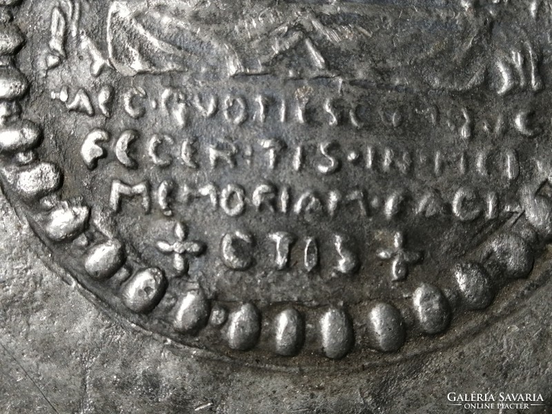 Antique tin plate with religious scene