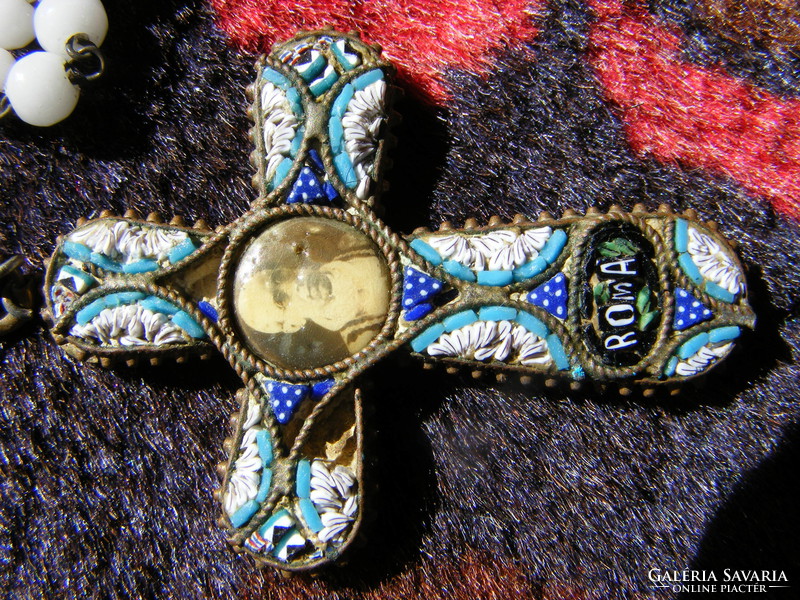 Rosary micromosaic cross