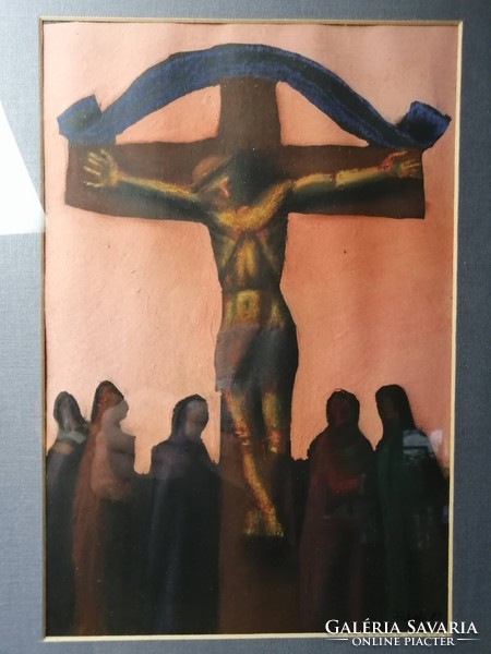 Gyula Fabók - Jesus on the Cross - Tempera