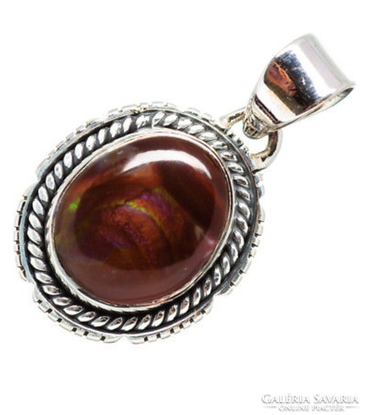 Rarity!! Real fire agate silver pendant from Mexico