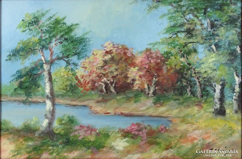 1H026 xx. Century Hungarian painter: waterfront landscape