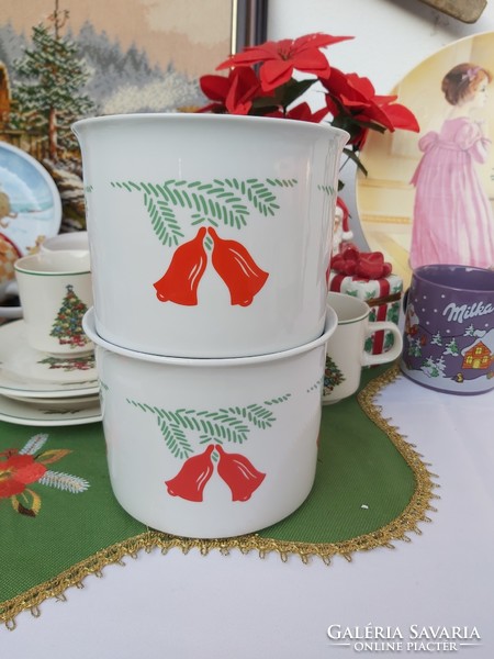 Gyönyörű Zsolnay porcelán karácsonyi kaspó, Gyűjtői szépség, nosztalgia darab