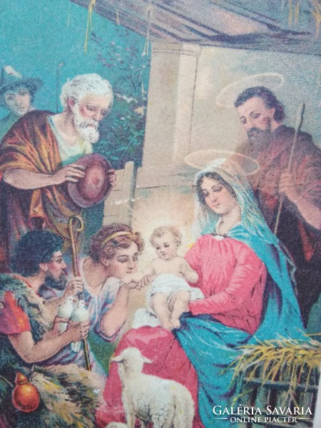 Antique Litho / Lithographic Christmas Postcard / Greeting Card, Little Jesus, Manger, Christmas 1920