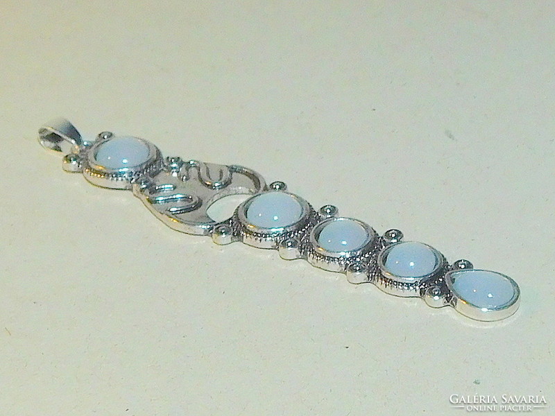 Opal luster Tibetan silver ethnic pendant
