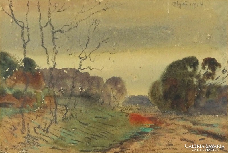 1H067 xx. Century Hungarian painter: forest edge