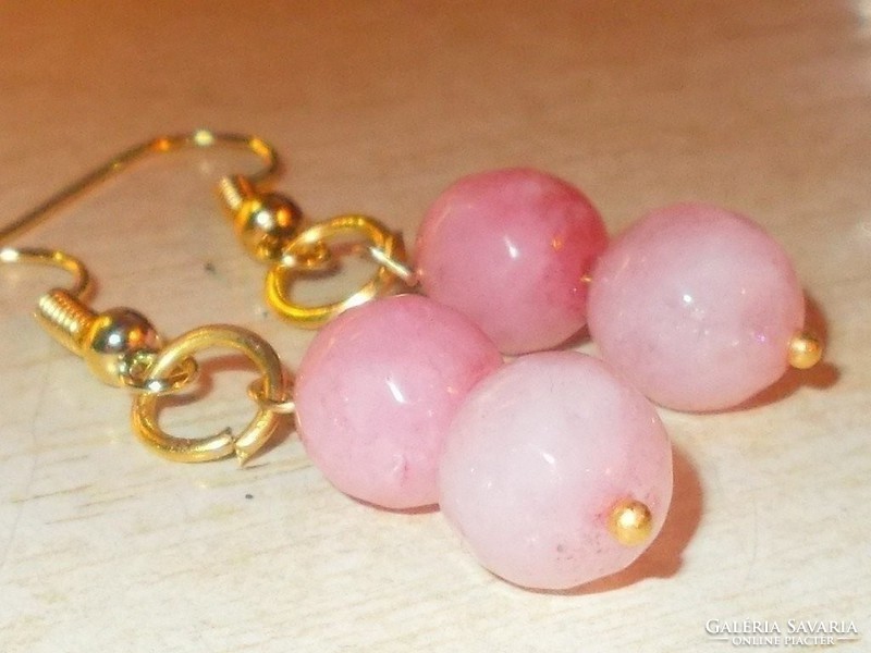 Ritka! Rózsaszínű Hegyikristály fazettált csiszolású Gyöngy Arany Gold Filled Fülbevaló
