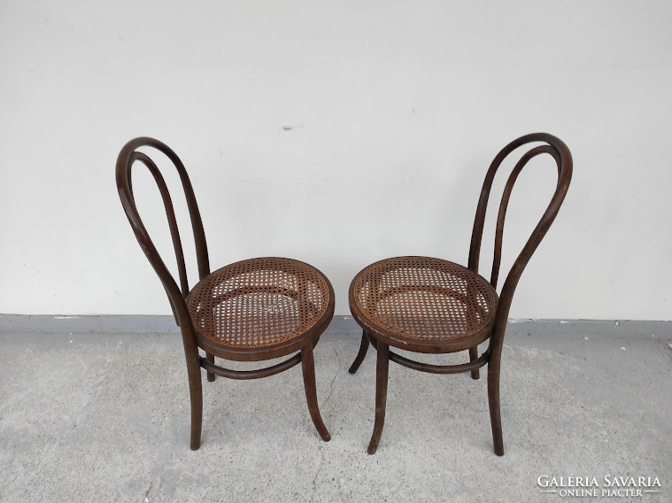 Antique 2 thonet wooden cafe chairs without markings with damaged braiding 4774