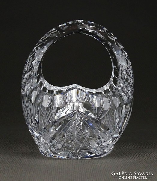 1H046 small thick-walled crystal basket 9 cm