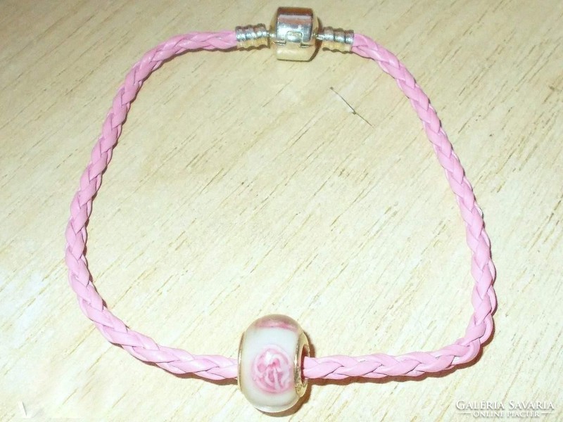 Pink floral 925 silver charm pink pandora character bracelet