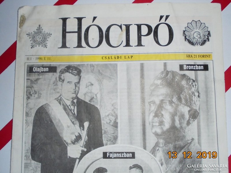 Old retro newspaper - snowshoe family sheet - January 11, 1990 - ceausescu, domestic parties, regime change