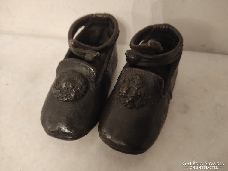 Antique 2 pcs electroplating kid baby little shoes toy