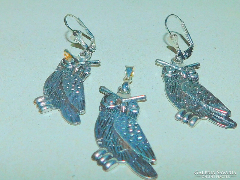 Owl earrings and pendant Tibetan silver jewelry set 3. No.