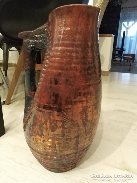 Iridescent glazed, handcrafted floor vase