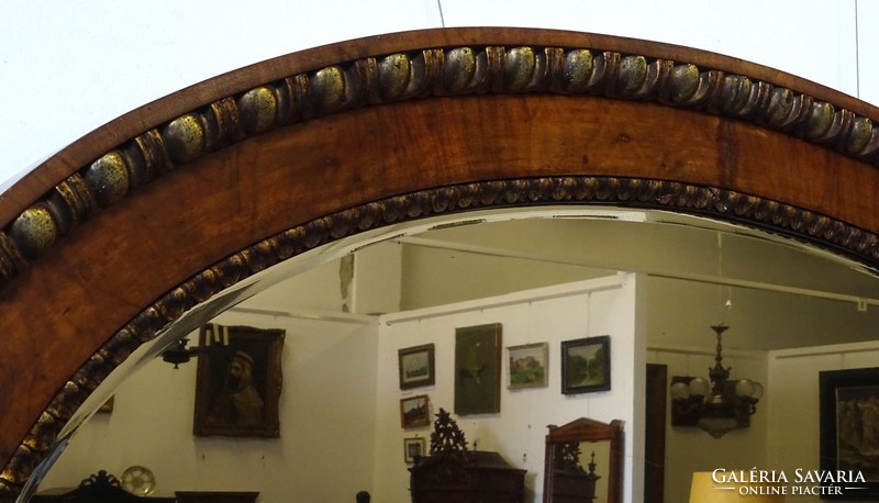 1G694 antique large oval ox-eye faceted mirror 90 x 132 cm