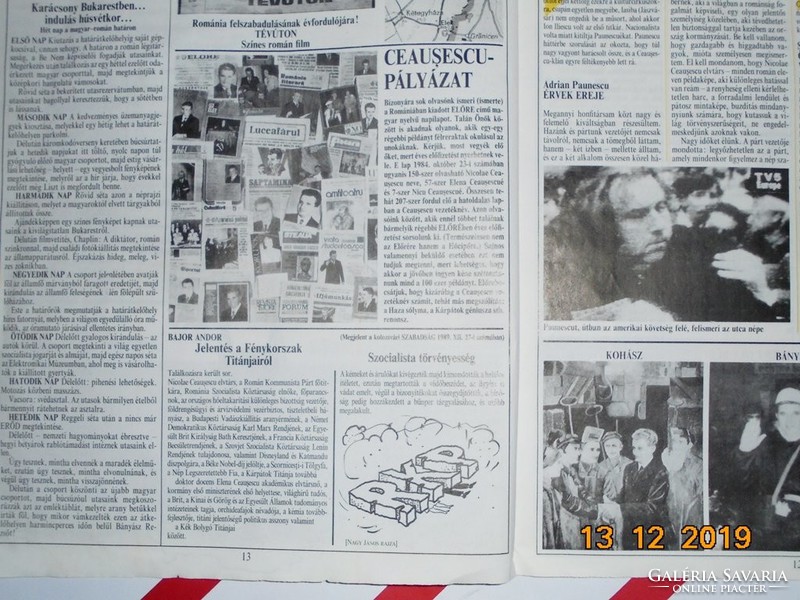 Régi retro újság - Hócipő családi lap - 1990 január 11 - Ceausescu, hazai pártok, rendszerváltás