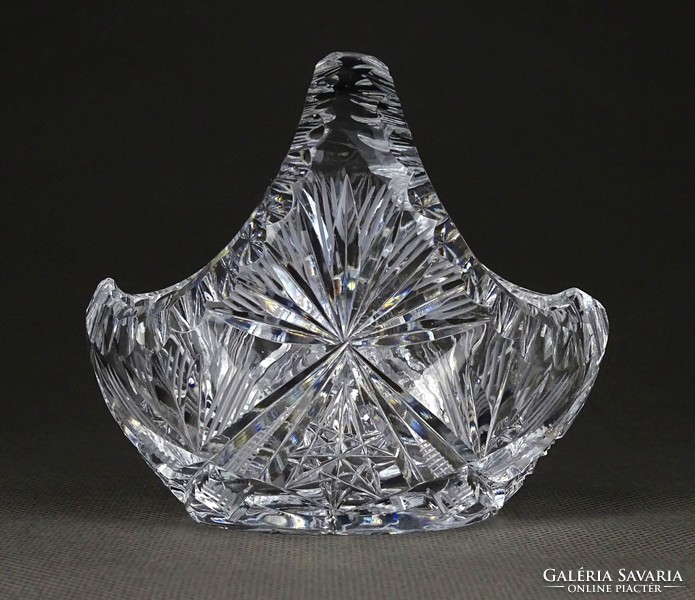 1H046 small thick-walled crystal basket 9 cm