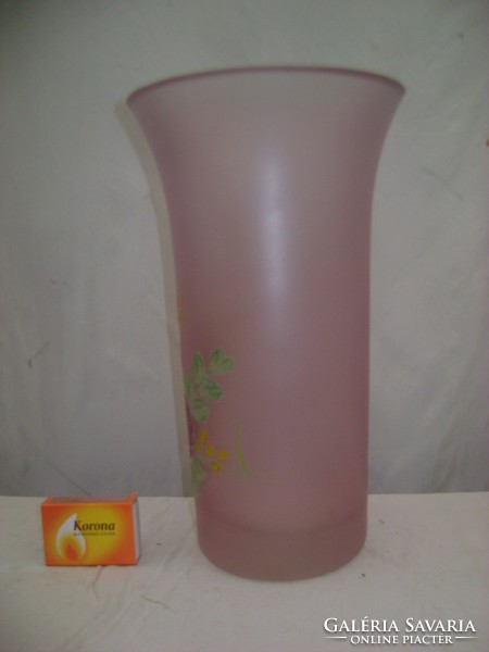 Festett virágos üveg váza