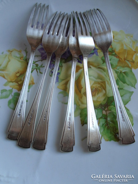 6 pcs. Antique English silver plated fork.