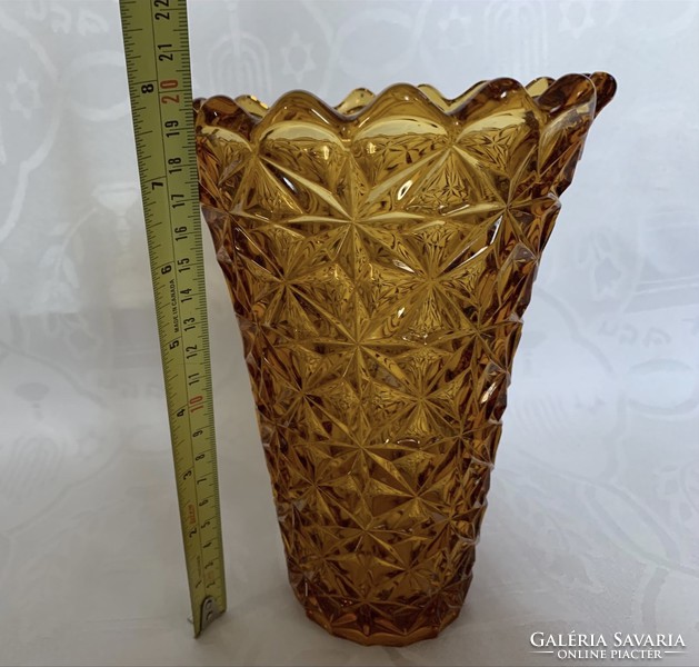 Antique amber cast glass vase