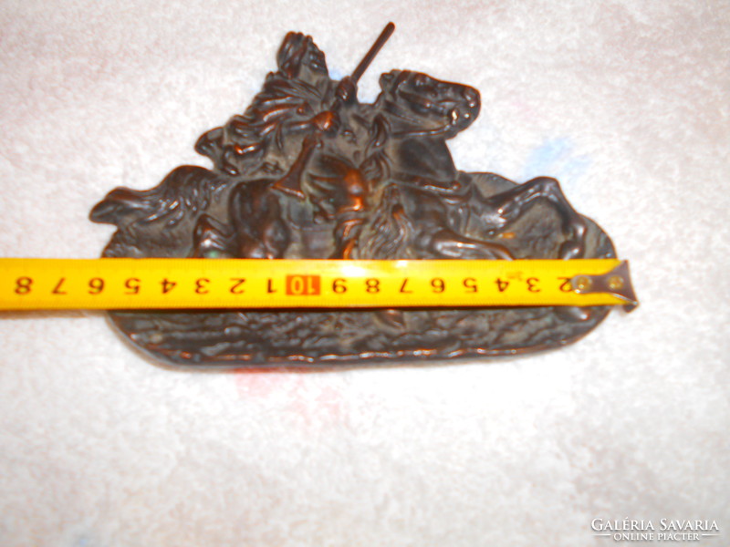 Antique bronze equestrian grave tray