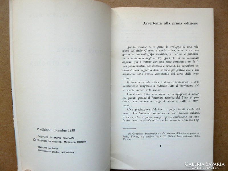 Scuola attiva e cinema, antonio moura 1958, (Italian literature), book in good condition