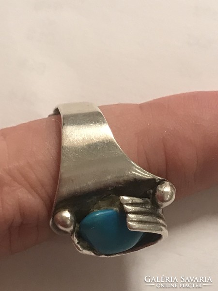 Designer silver ring with turquoise