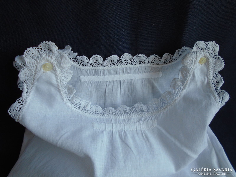 Antique little girl's dress, nightgown with handmade vert lace.