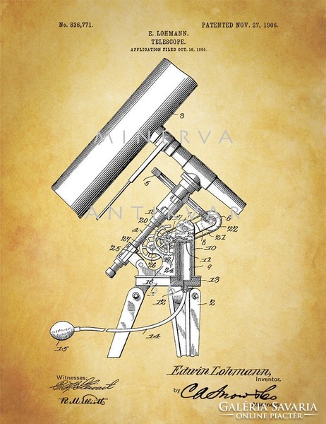 Astronomical telescope telescope 1906 lohmann invention patent drawing, science technique history