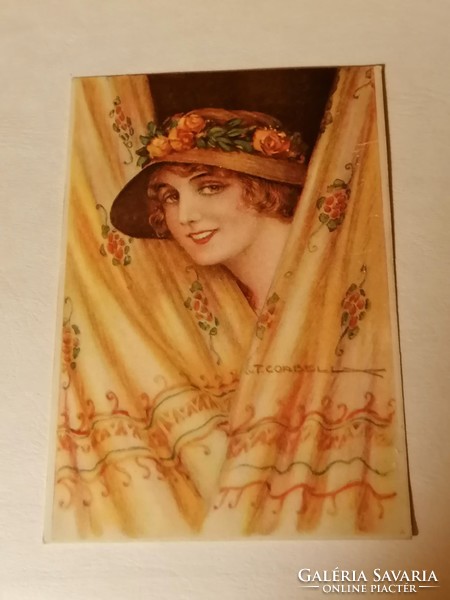 Lithograph Italian postcard with the signature 