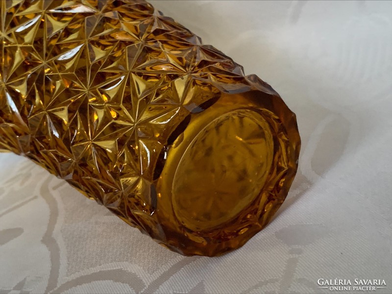 Antique amber cast glass vase