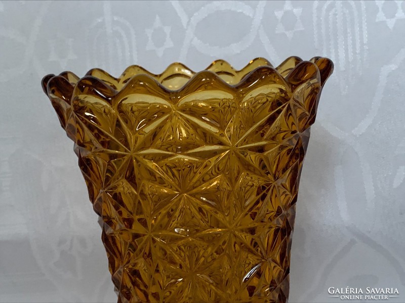 Antique amber cast glass vase