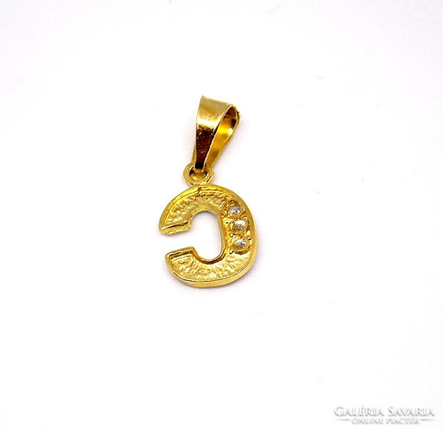 Yellow white gold stone letter pendant (zal-au101098)