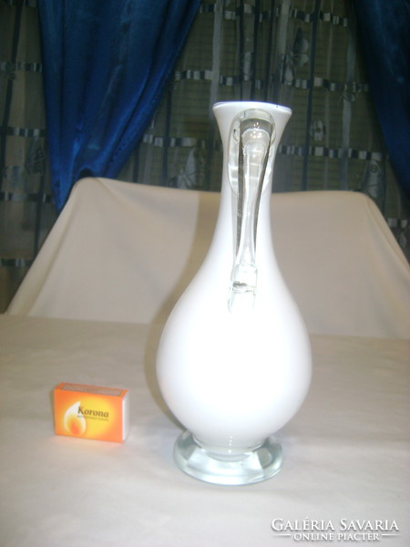 Snow-white glass jug and vase